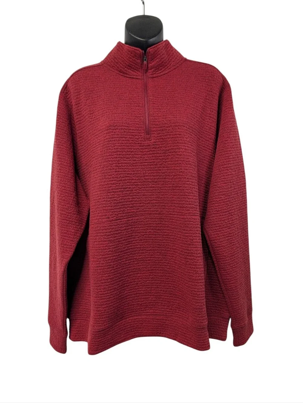 VRST Men’s XL Burgundy Textured Quarter Zip Pullover Sweatshirt NWT
